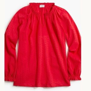 J. Crew Novelty Artist Top Blouse Hot Pink Swiss Dot Stripes Cotton Size Large